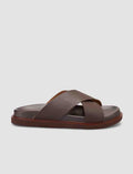 100% Genuine Leather Brown Men's Slippers