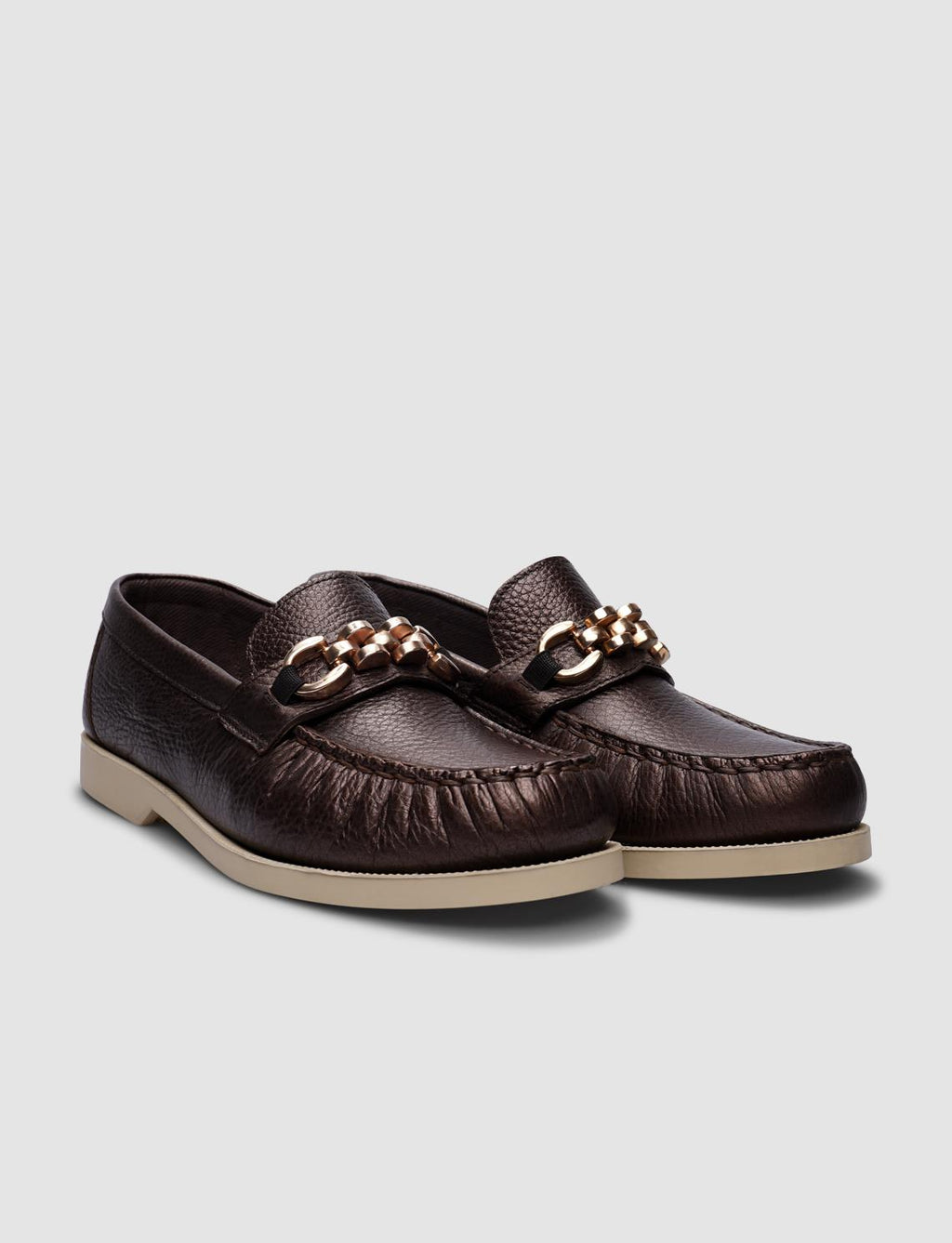100% Genuine Leather Buckle Brown Women's Casual Shoes