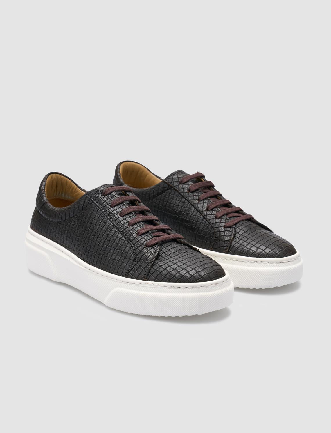 100% Genuine Leather Brown Women's Athletic Shoes