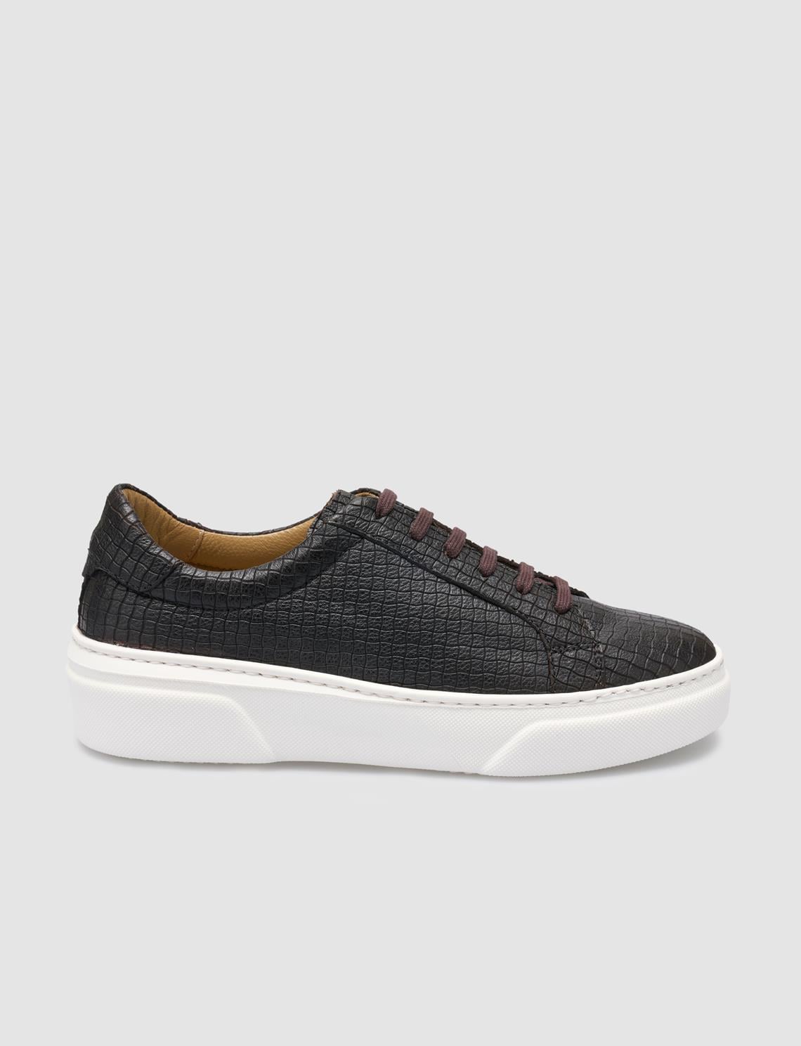 100% Genuine Leather Brown Women's Athletic Shoes