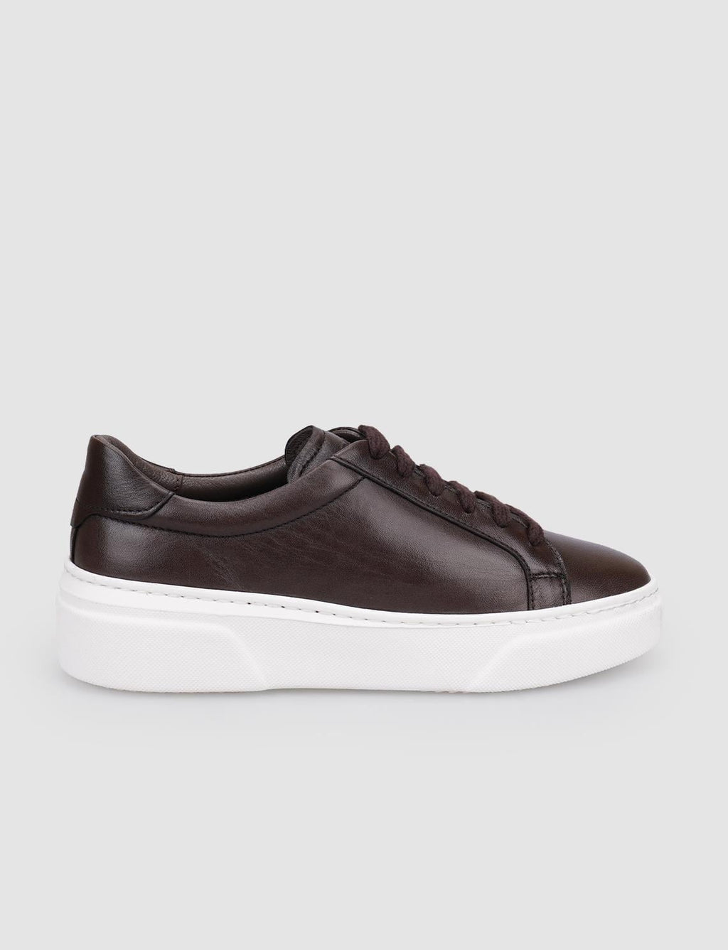 100% Genuine Leather Brown Lace-up Women's Shoes