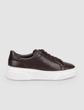 100% Genuine Leather Brown Lace-up Women's Shoes