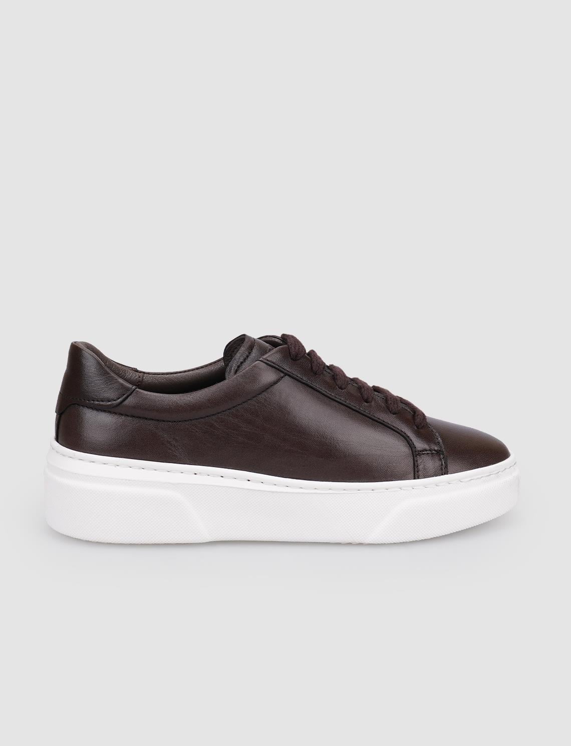 100% Genuine Leather Brown Lace-up Women's Shoes