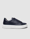 100% Genuine Leather Navy Blue Lace-up Men's Shoes