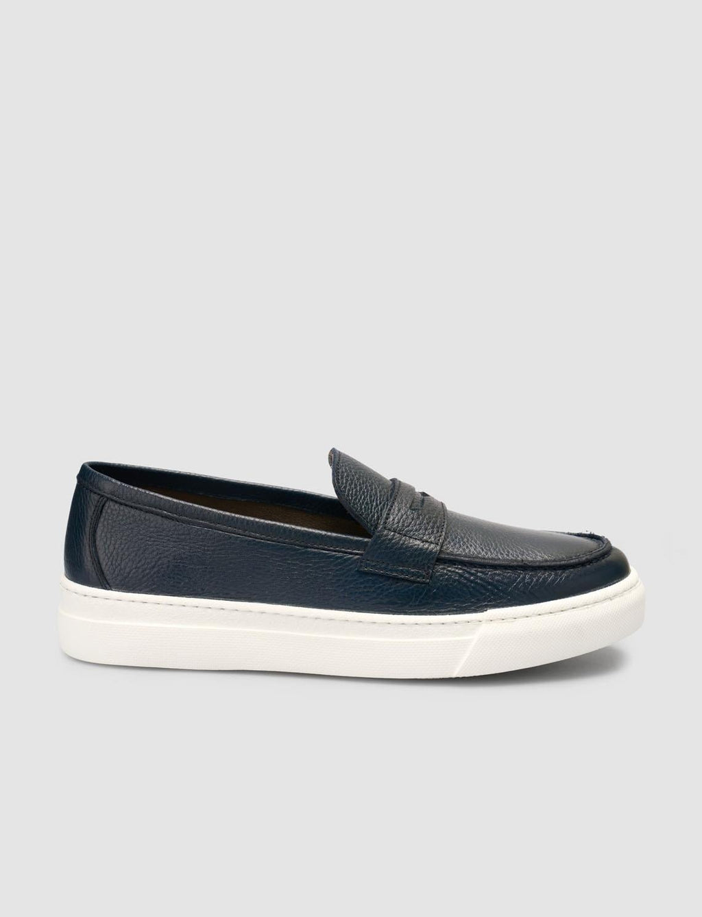100% Genuine Leather Navy Blue Banded Men's Loafer