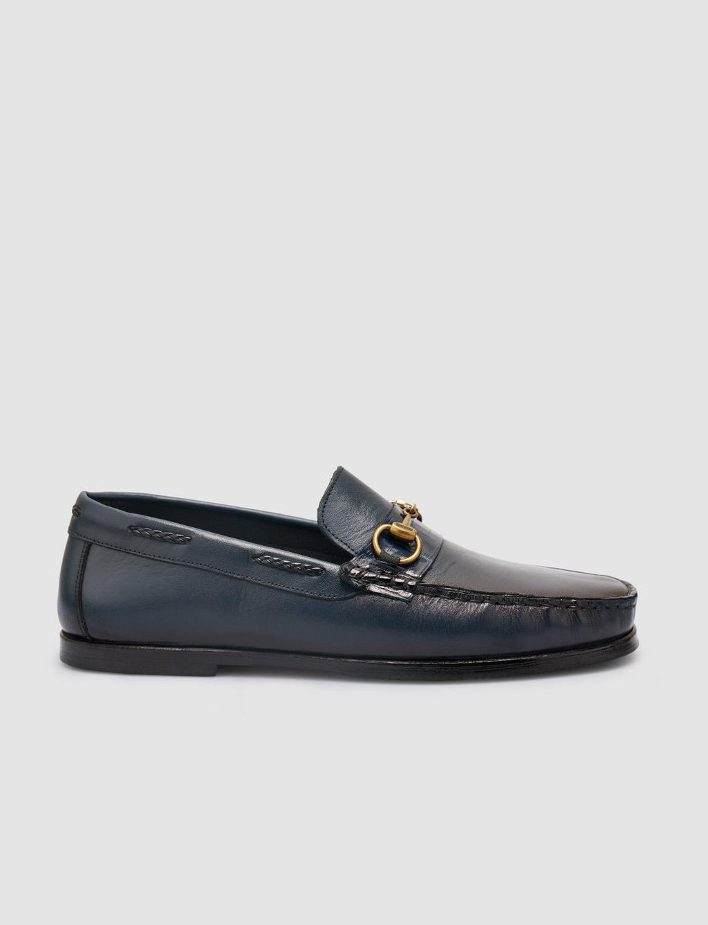 100% Genuine Leather Navy Blue Men's Classic Shoes