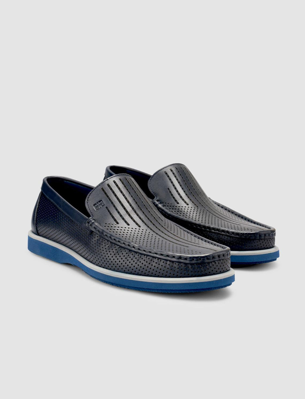 100% Genuine Leather Navy Blue Men's Loafer