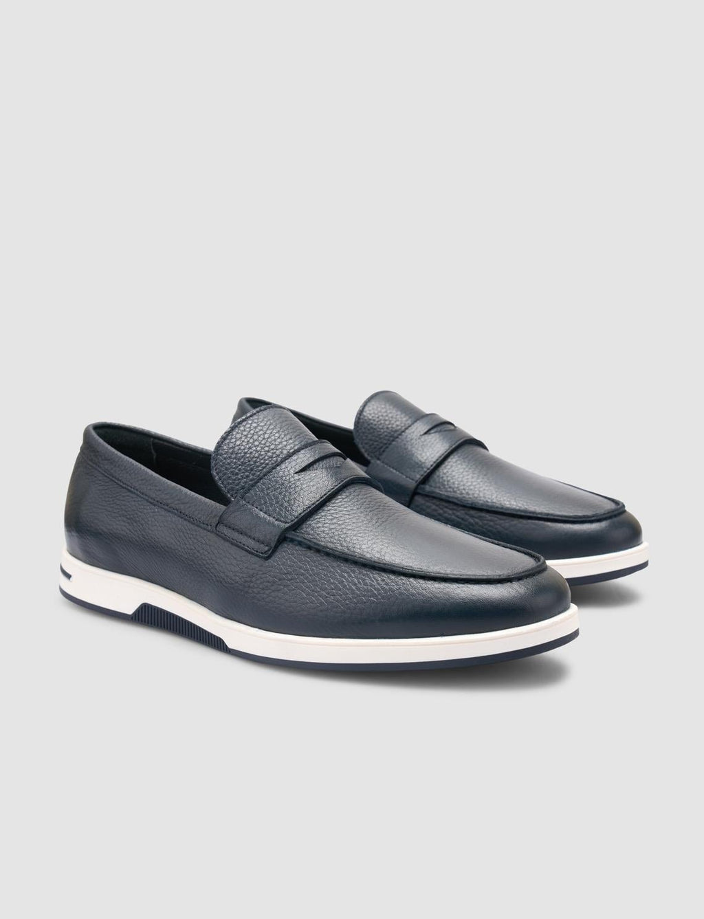 100% Genuine Leather Navy Blue Men's Loafer