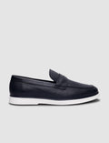 100% Genuine Leather Navy Blue Men's Casual Shoes