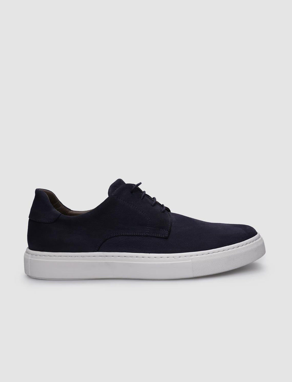 100% Genuine Leather Navy Blue Nubuck Lace-up Men's Sneaker