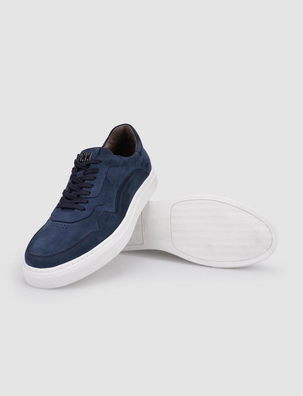 Nubuck Navy Blue Lace-up Men's Athletic Shoes