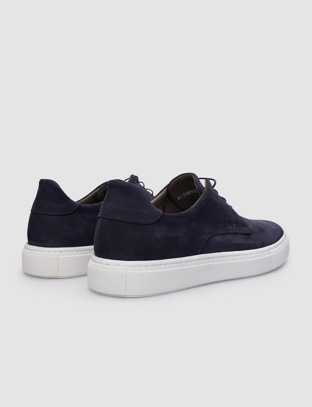 100% Genuine Leather Navy Blue Nubuck Lace-up Men's Sneaker