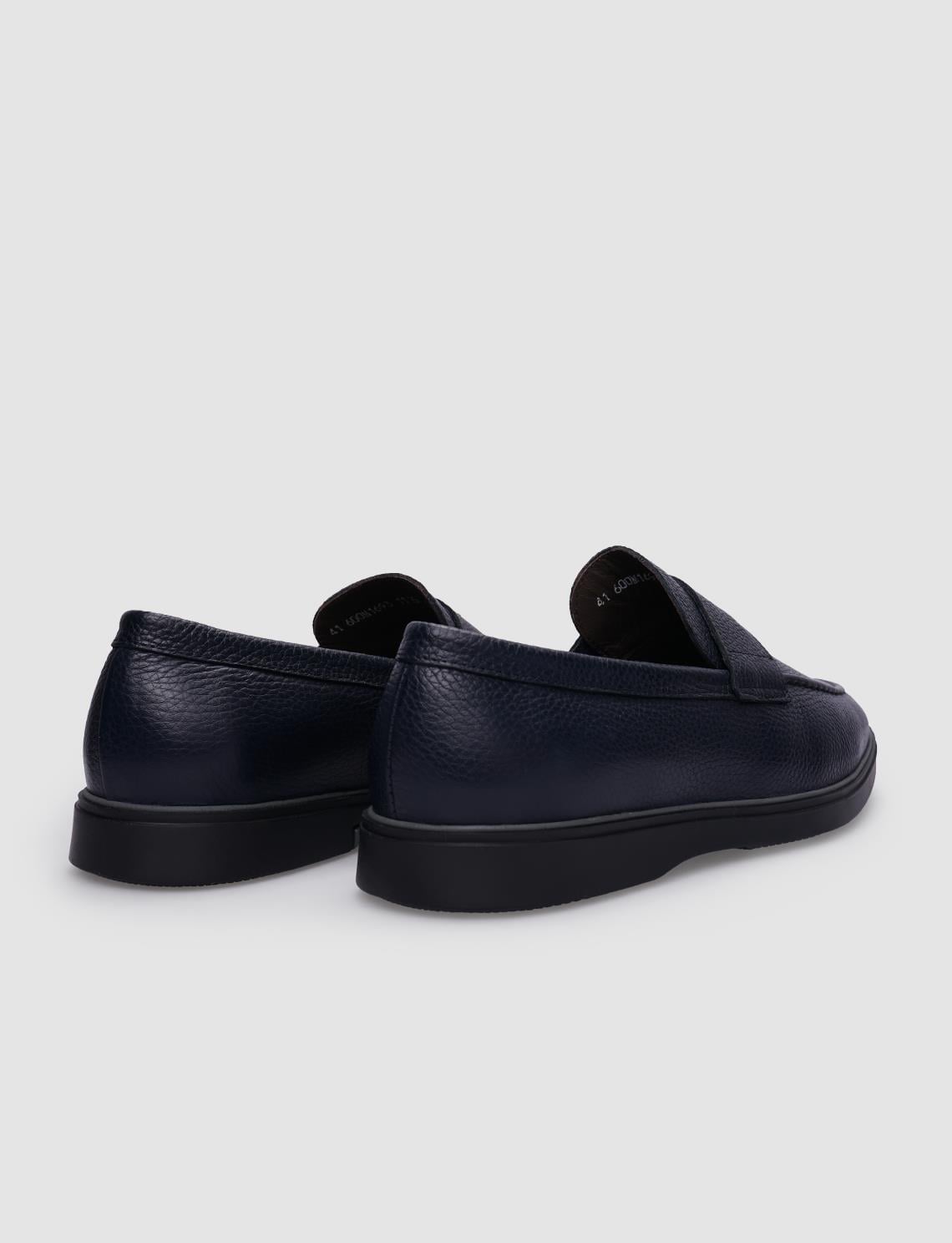 100% Genuine Leather Navy Blue Men's Casual Shoes