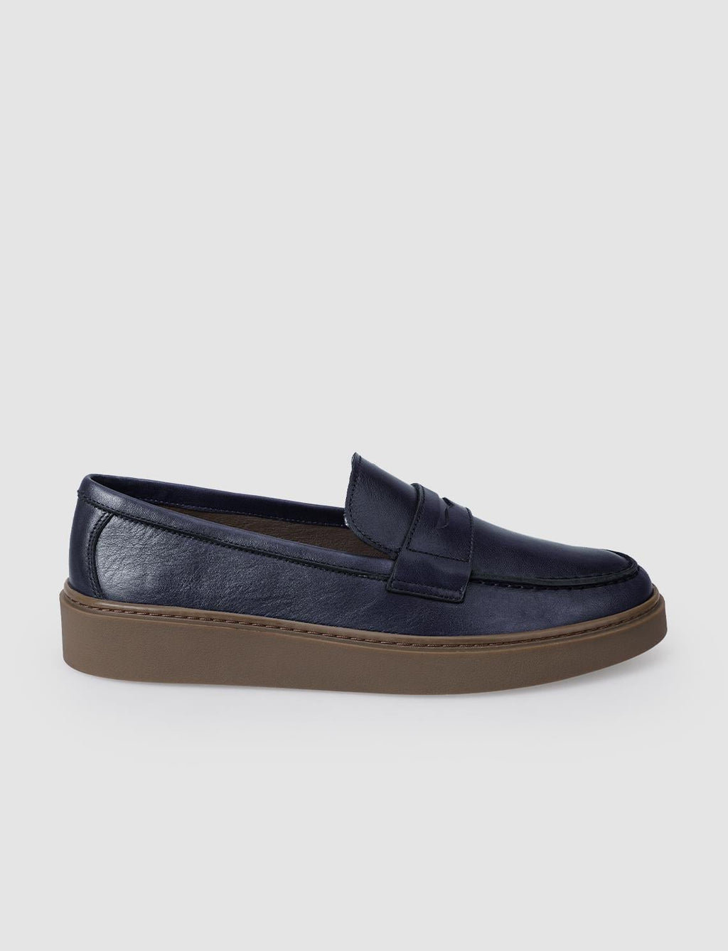 100% Genuine Leather Navy Blue Men's Casual Shoes