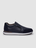 100% Genuine Leather Navy Blue Zippered Men's Sneaker