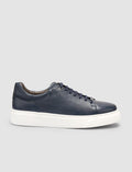 100% Genuine Leather Navy Blue Men's Athletic Shoes