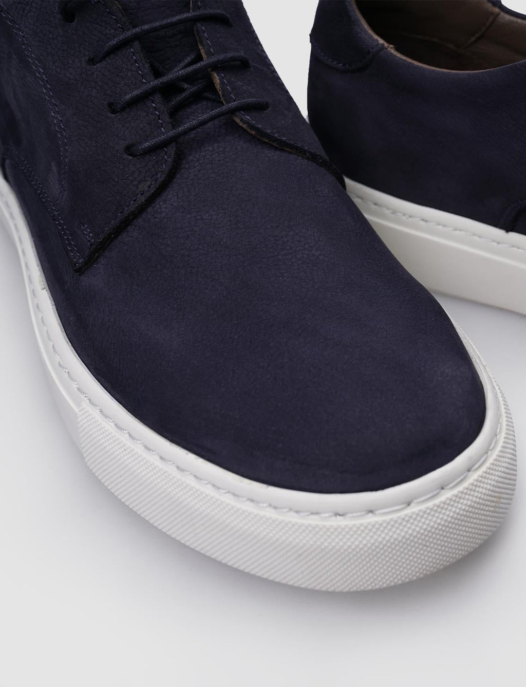 100% Genuine Leather Navy Blue Nubuck Lace-up Men's Sneaker