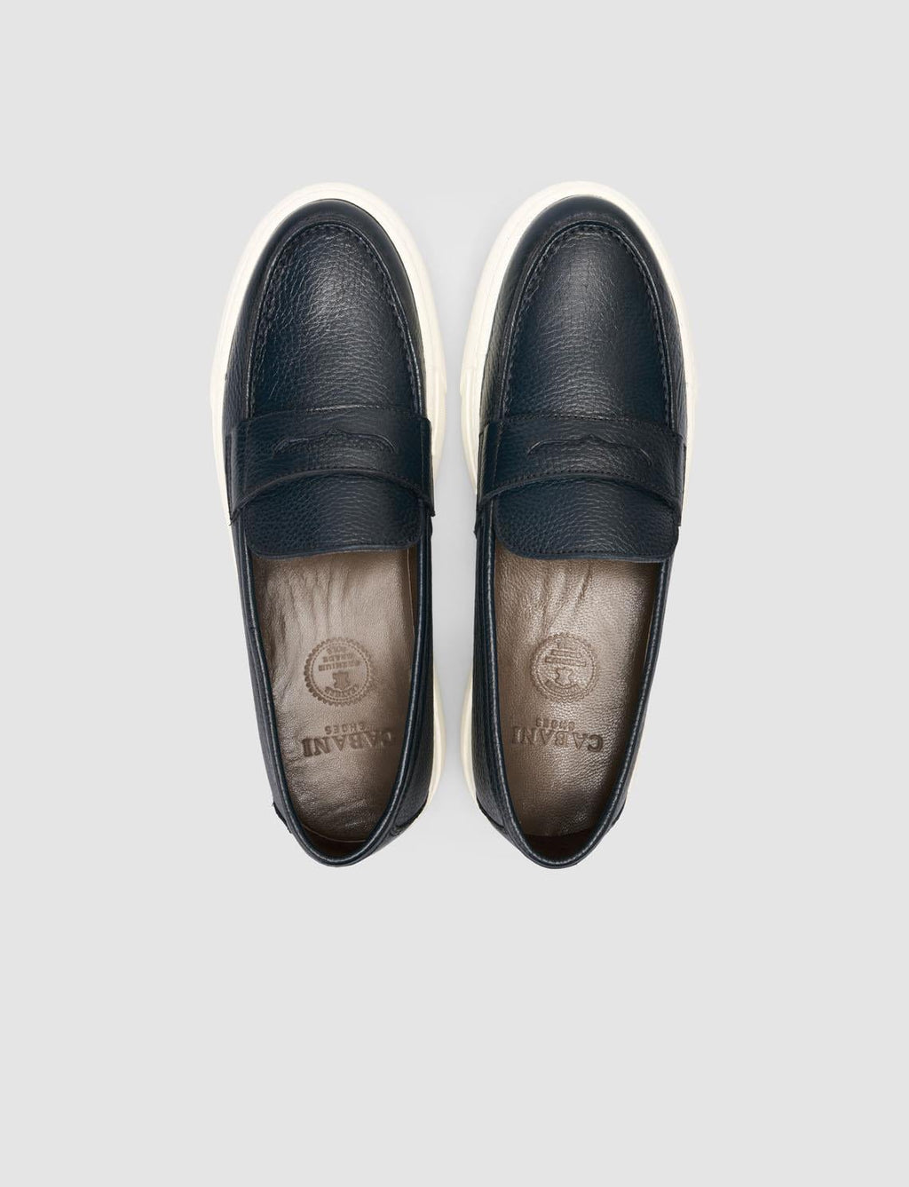 100% Genuine Leather Navy Blue Banded Men's Loafer