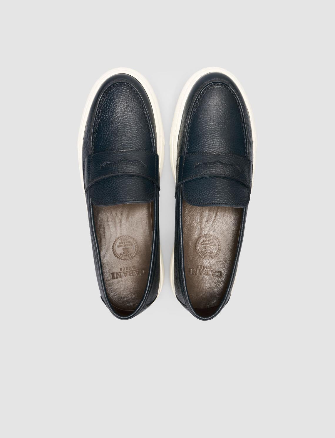 100% Genuine Leather Navy Blue Banded Men's Loafer