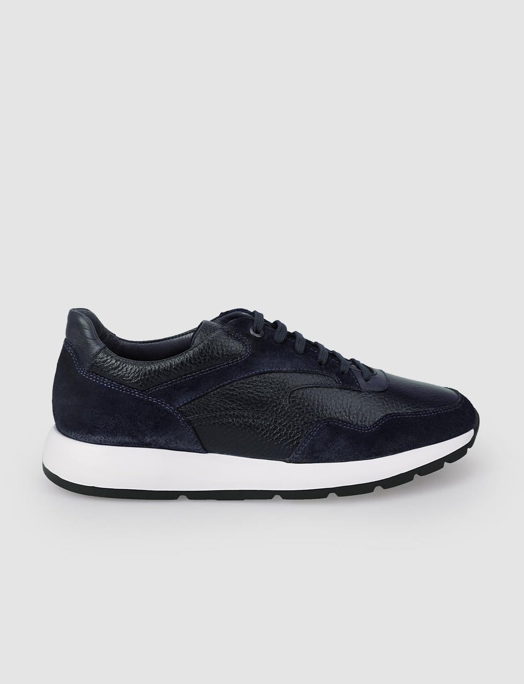 100% Genuine Leather Navy Blue Men's Athletic Shoes