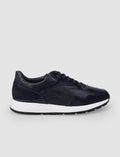 100% Genuine Leather Navy Blue Men's Athletic Shoes