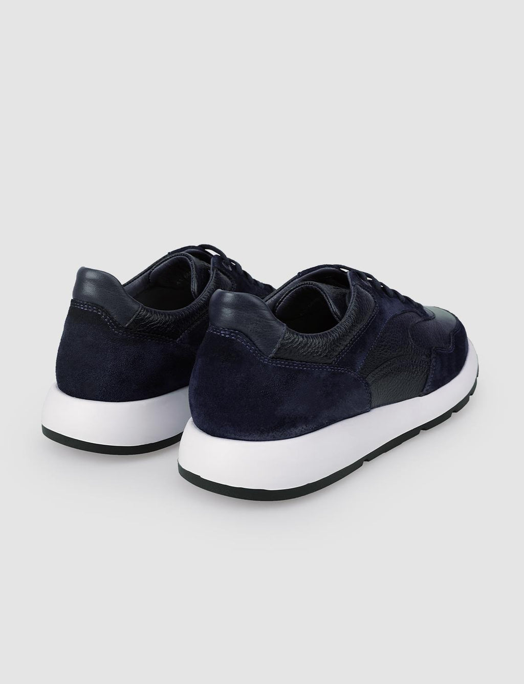100% Genuine Leather Navy Blue Men's Athletic Shoes