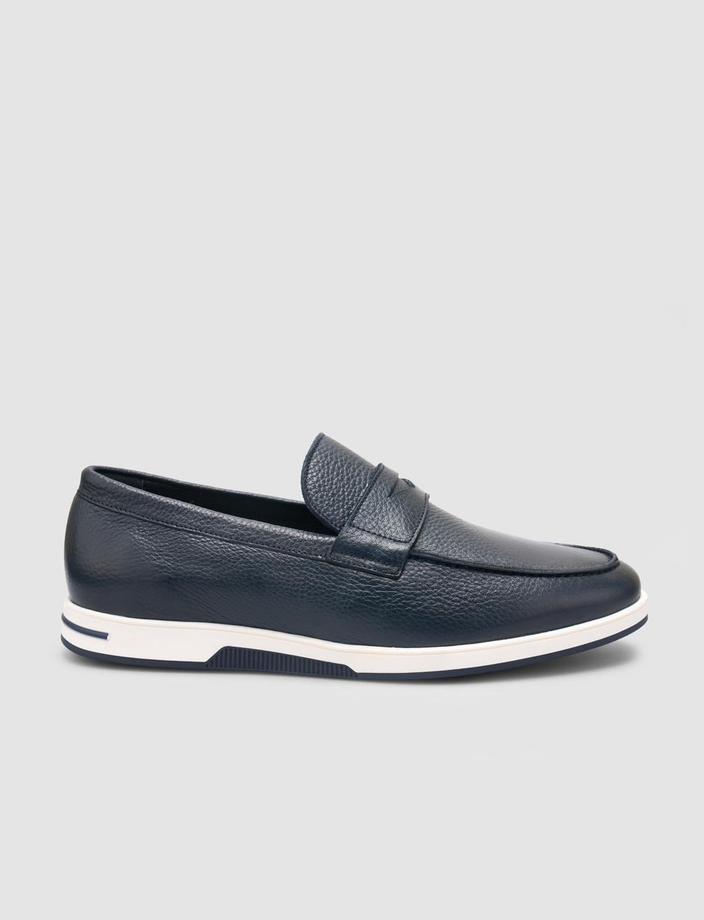 100% Genuine Leather Navy Blue Men's Loafer