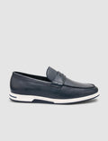 100% Genuine Leather Navy Blue Men's Loafer