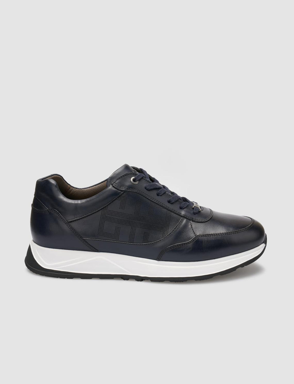100% Genuine Leather Navy Blue Men's Athletic Shoes