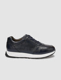 100% Genuine Leather Navy Blue Men's Athletic Shoes