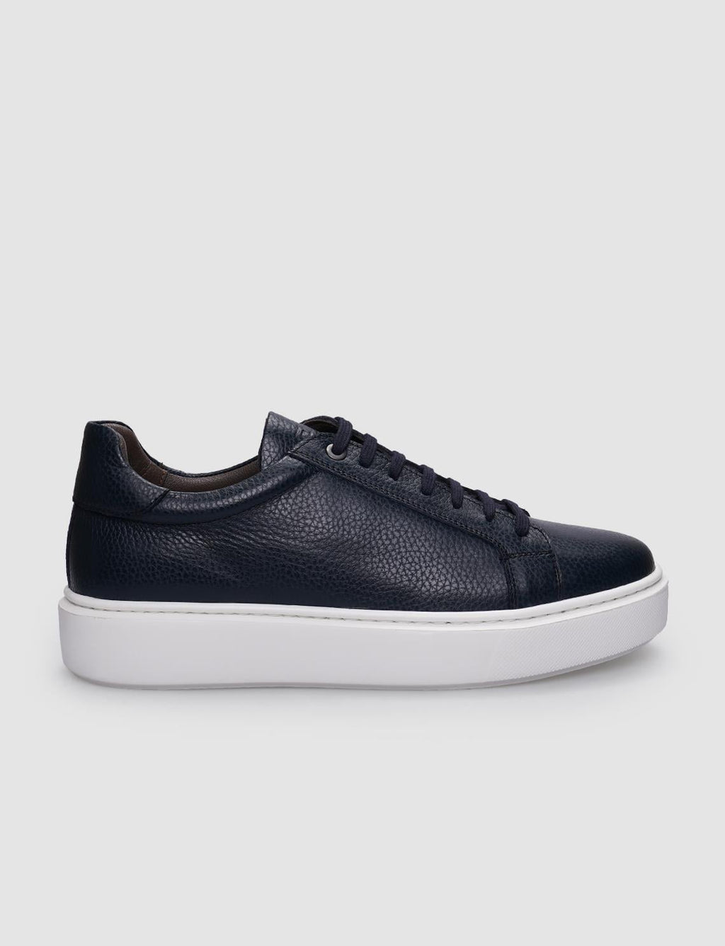 100% Genuine Leather Navy Blue Lace-up Men's Athletic Shoes