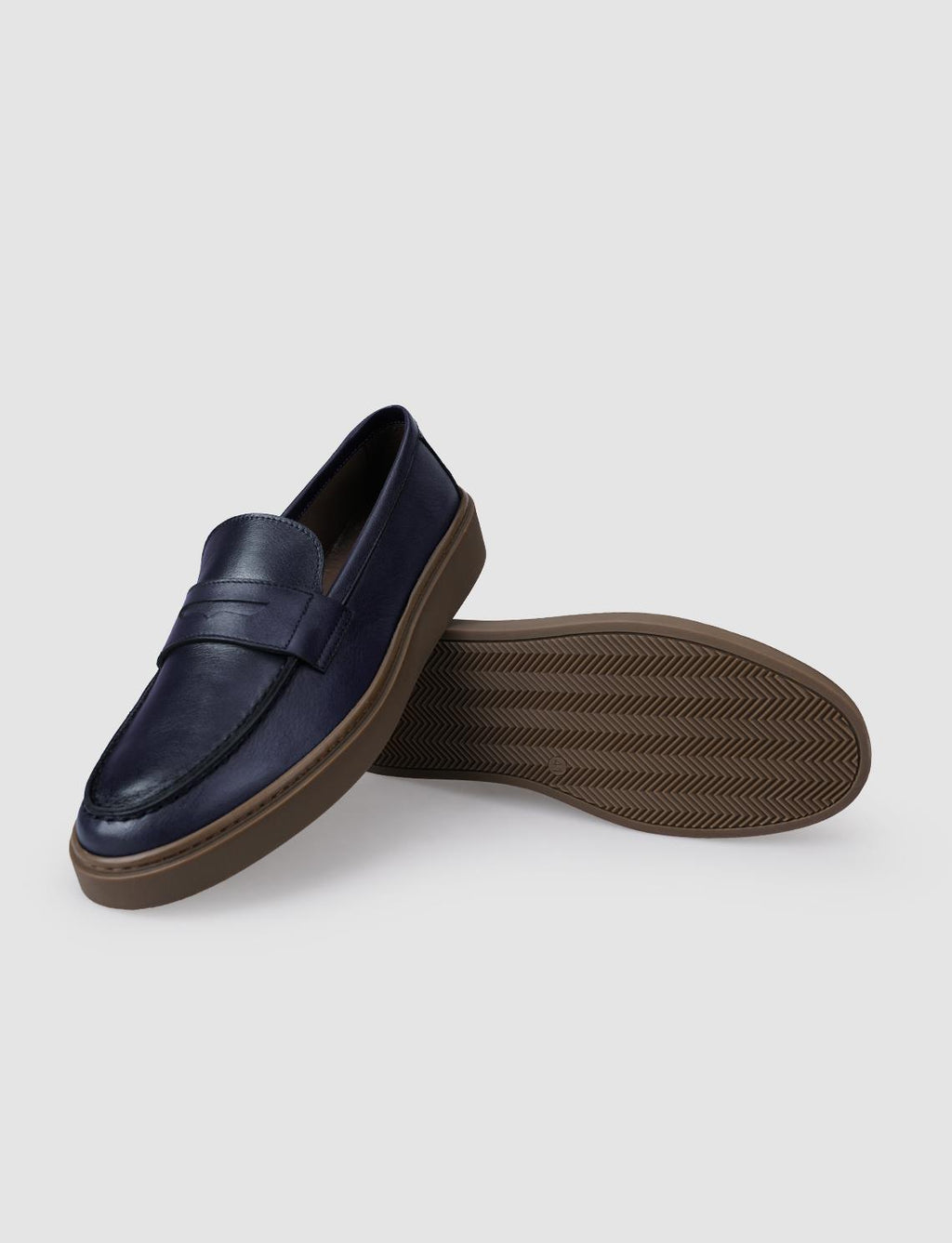 100% Genuine Leather Navy Blue Men's Casual Shoes