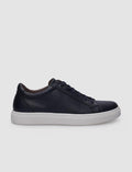 100% Genuine Leather Navy Blue Lace-up Patterned Men's Sneaker