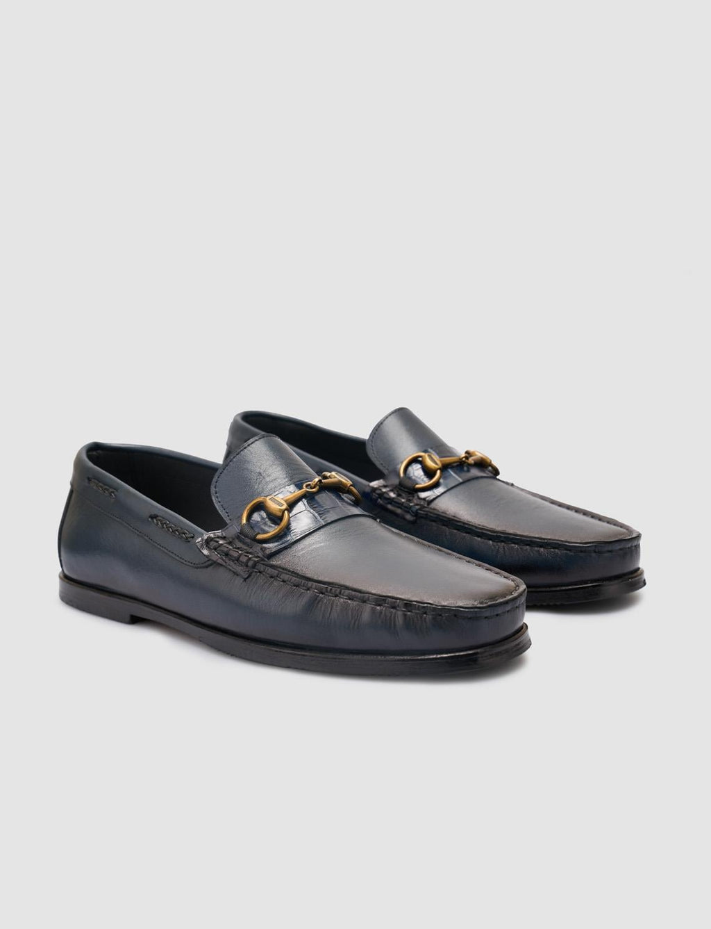 100% Genuine Leather Navy Blue Men's Classic Shoes