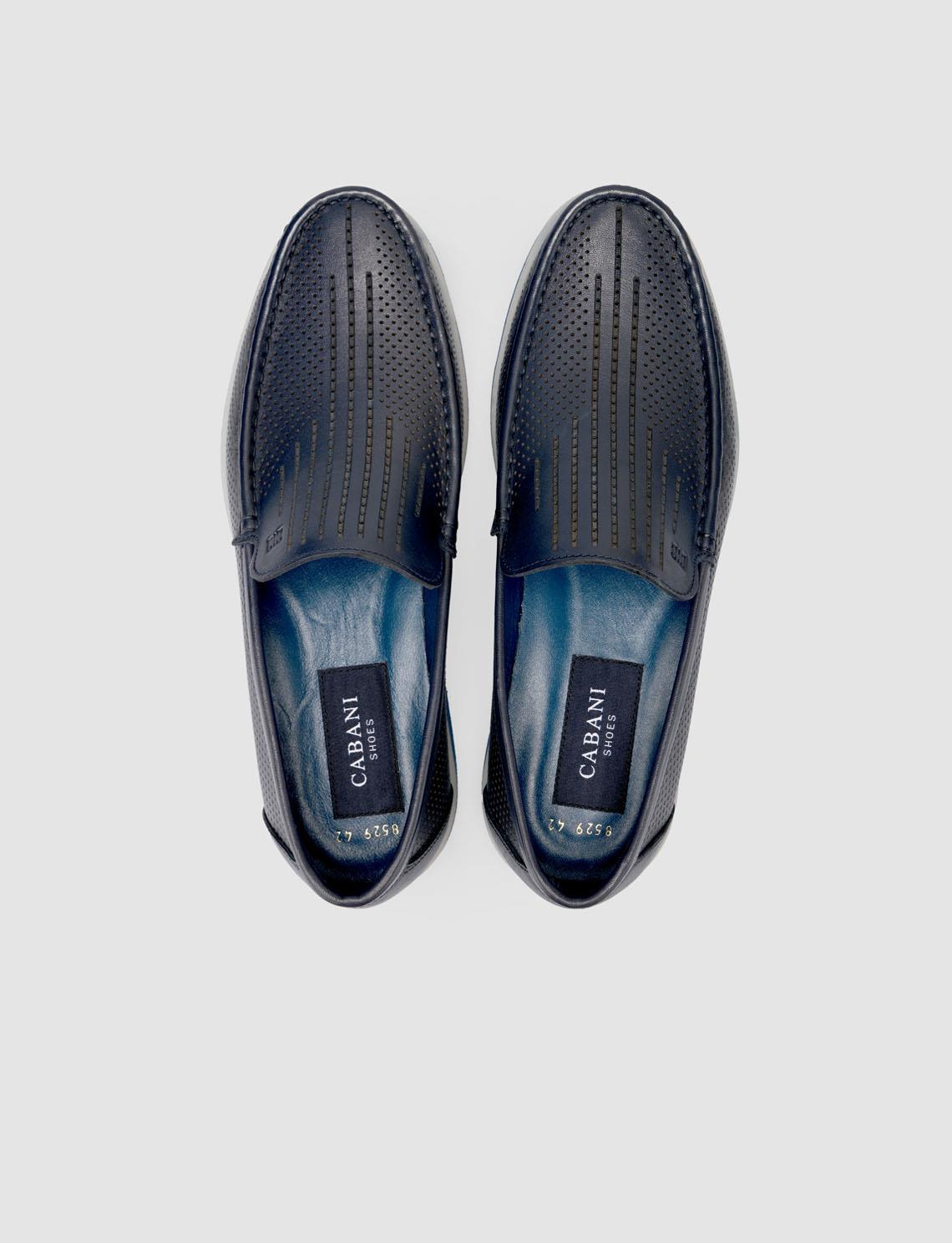 100% Genuine Leather Navy Blue Men's Loafer