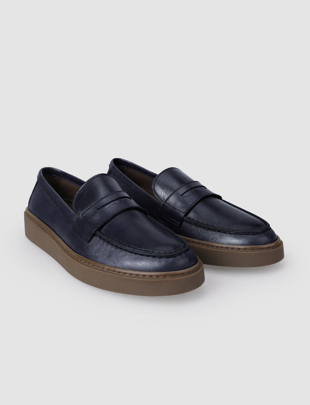 100% Genuine Leather Navy Blue Men's Casual Shoes
