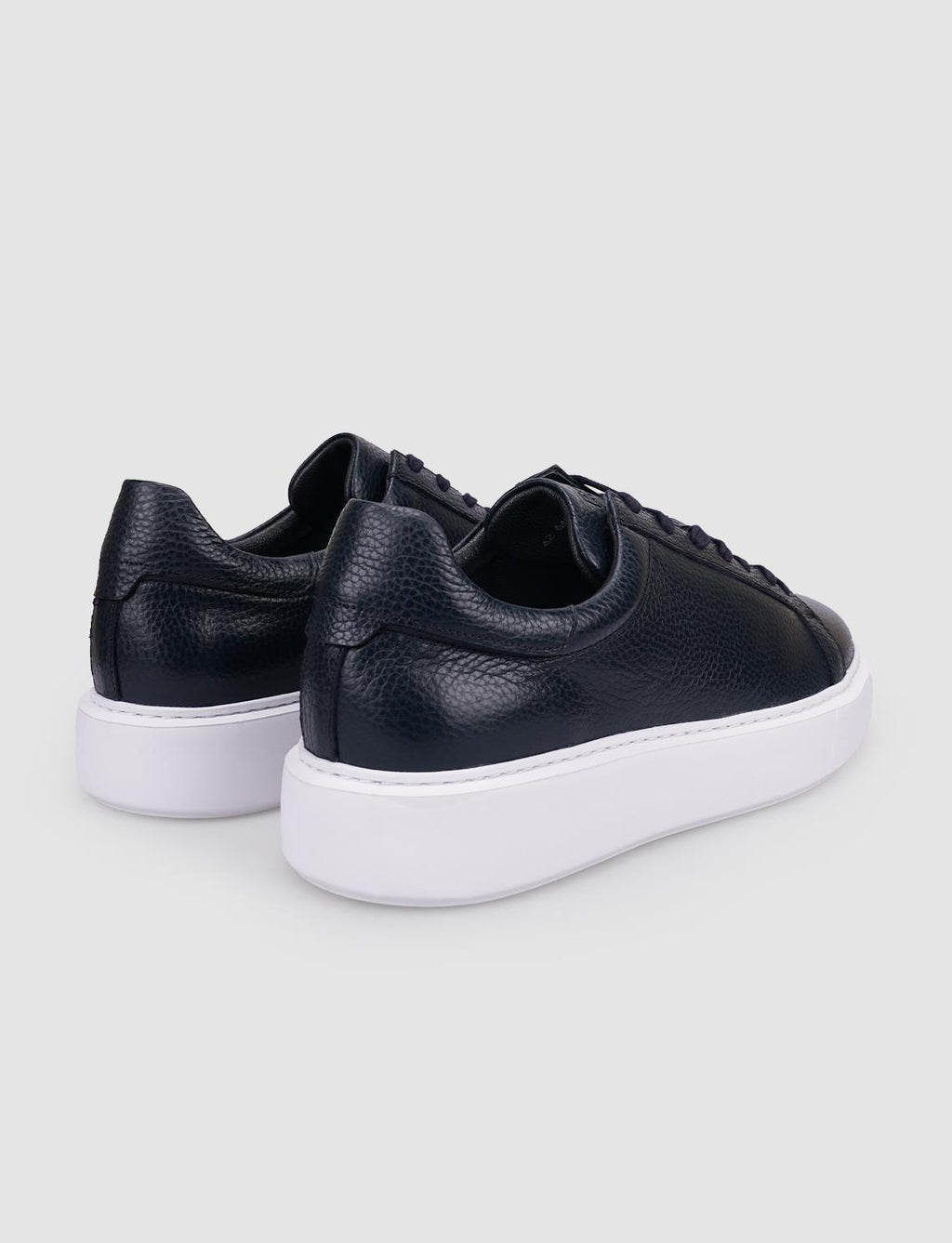 100% Genuine Leather Navy Blue Lace-up Men's Athletic Shoes