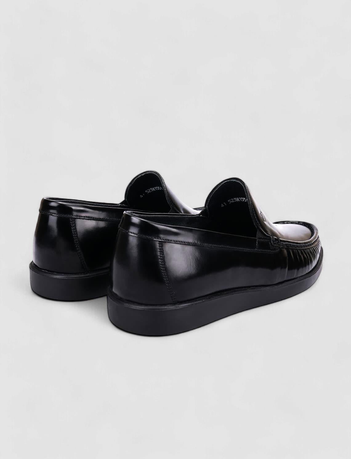 100% Genuine Leather Black Openwork Men's Casual Shoes