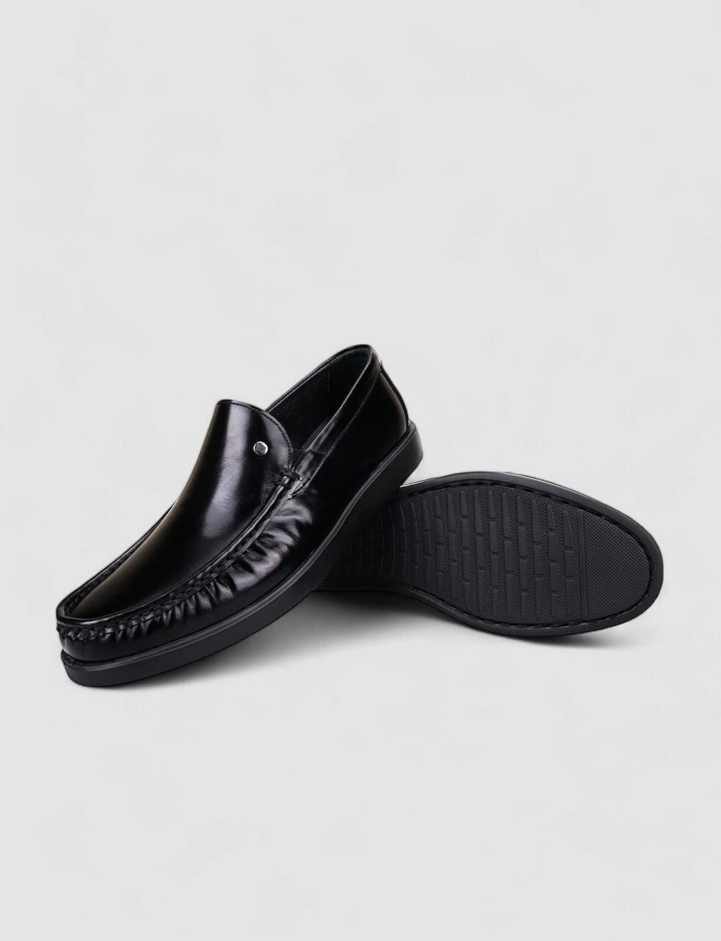 100% Genuine Leather Black Openwork Men's Casual Shoes