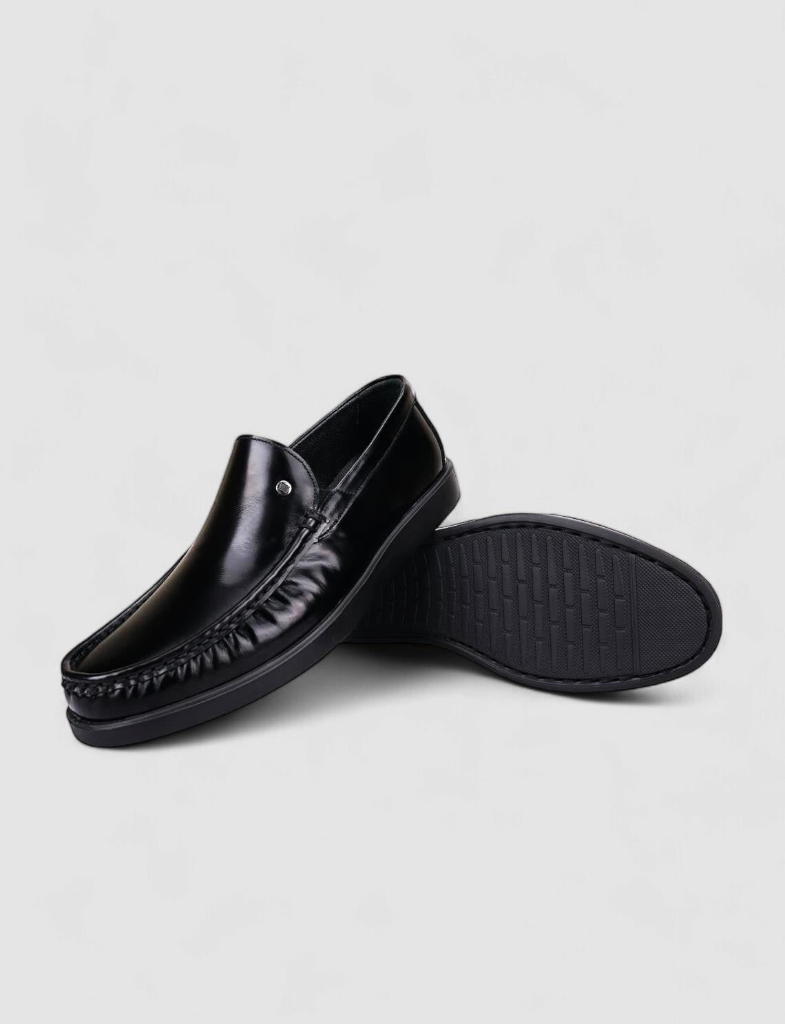 100% Genuine Leather Black Openwork Men's Casual Shoes