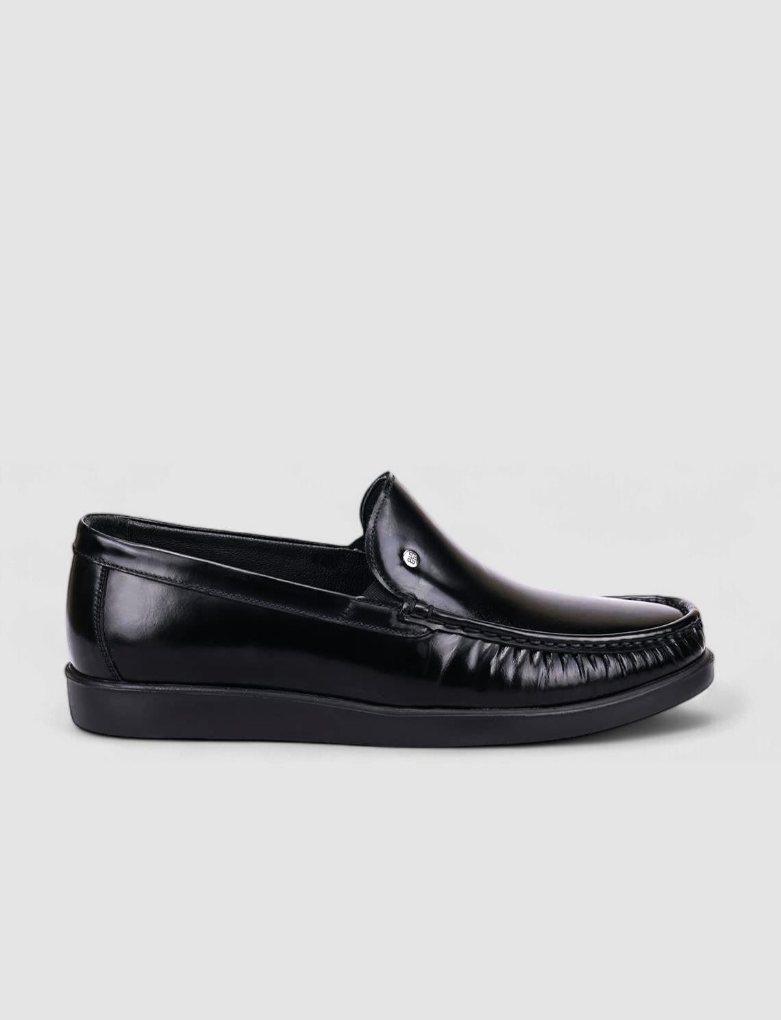100% Genuine Leather Black Openwork Men's Casual Shoes