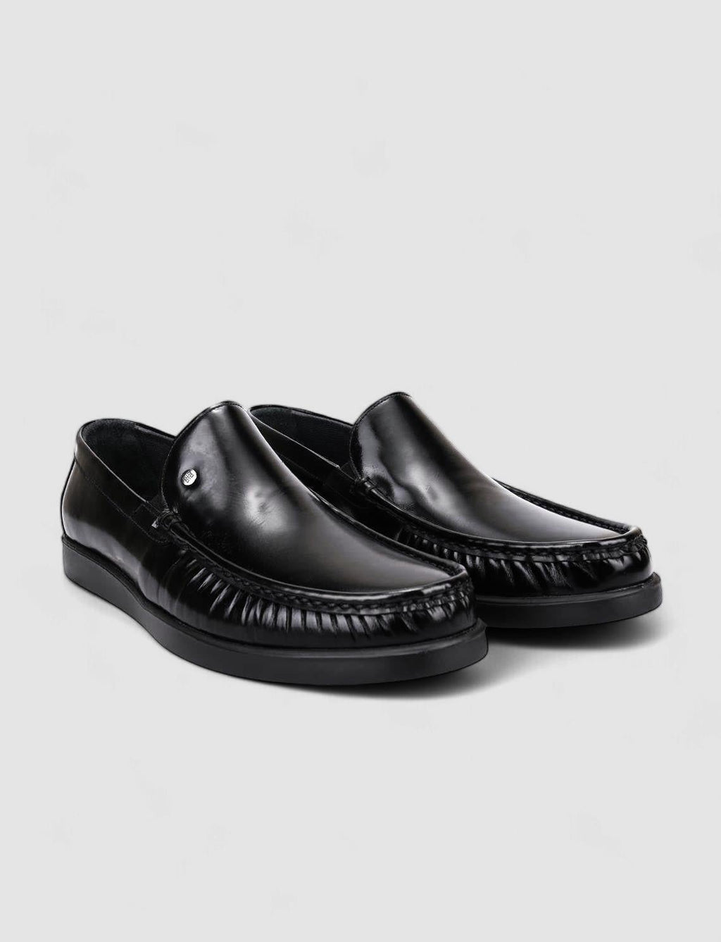 100% Genuine Leather Black Openwork Men's Casual Shoes
