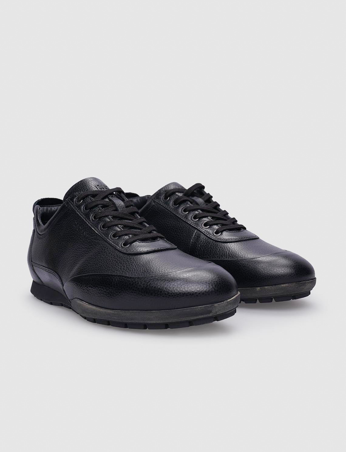 100% Genuine Leather Black Lace-up Men's Casual Shoes