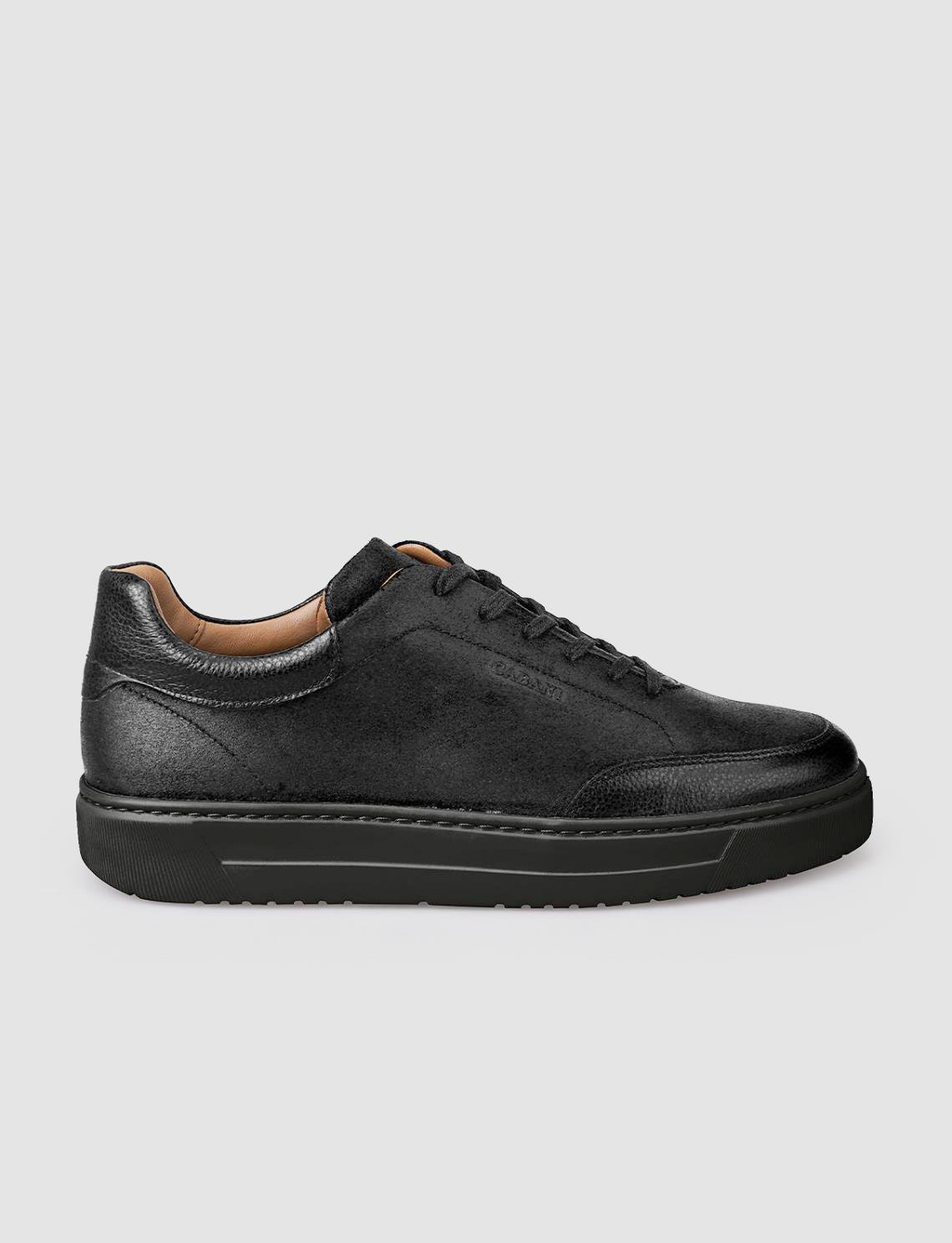 100% Genuine Leather Black Lace-up Men's Athletic Shoes