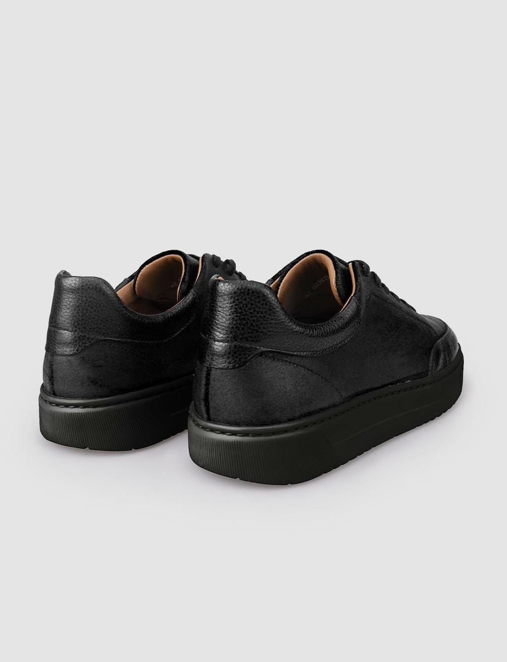 100% Genuine Leather Black Lace-up Men's Athletic Shoes