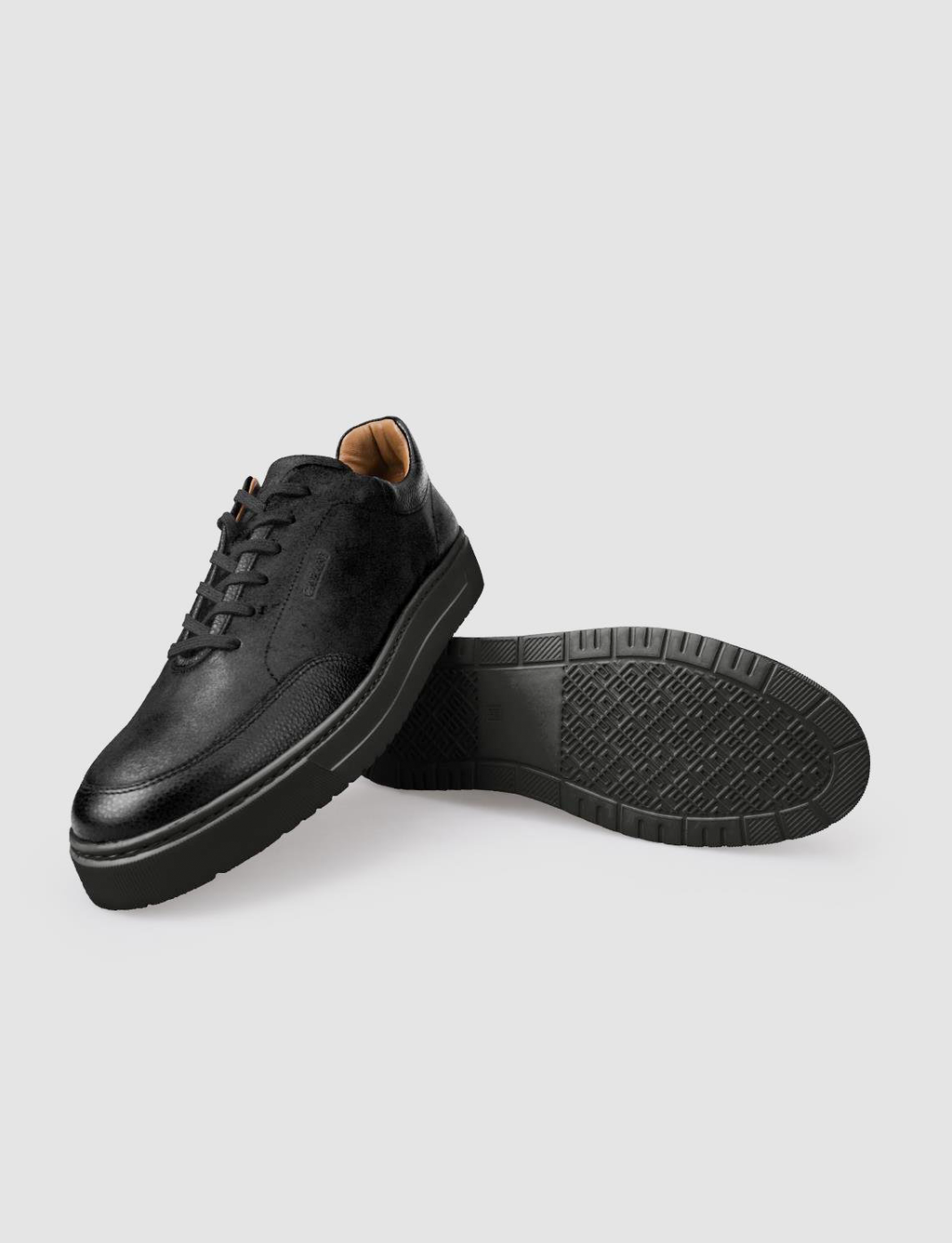 100% Genuine Leather Black Lace-up Men's Athletic Shoes