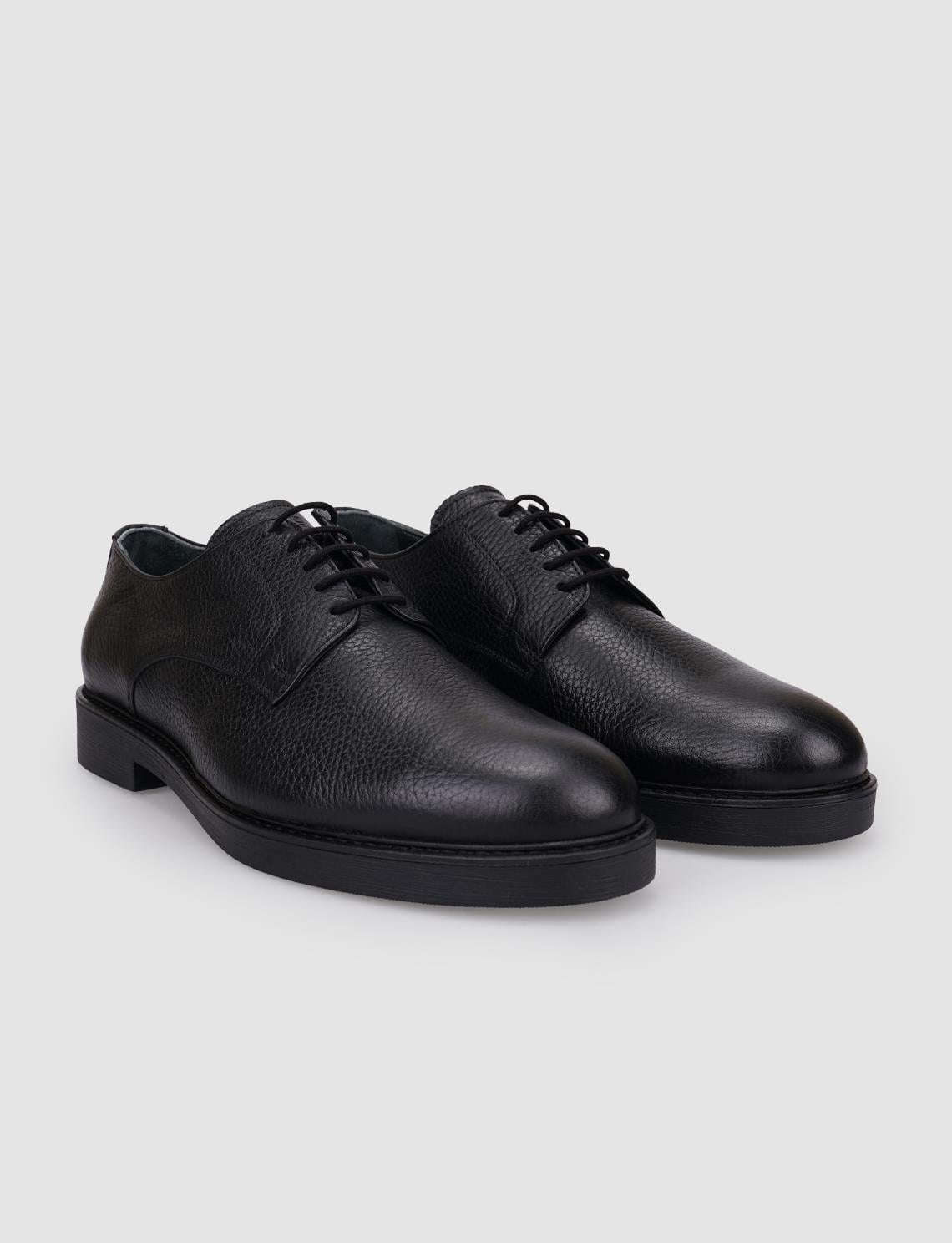 100% Genuine Leather Black Lace-up Men's Casual Shoes