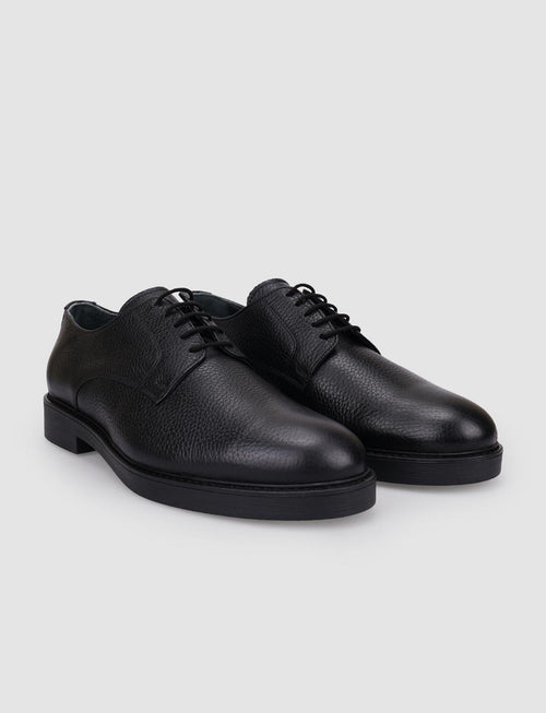 100% Genuine Leather Black Lace-up Men's Casual Shoes