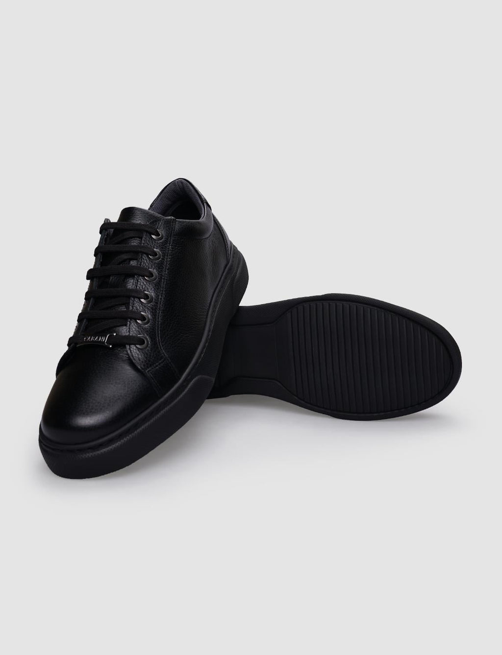 100% Genuine Leather Black Lace-up Men's Sneaker