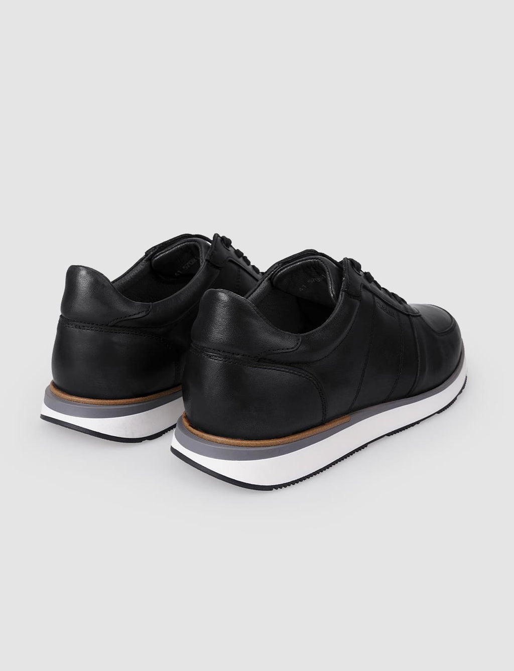 100% Genuine Leather Black Lace-up Men's Athletic Shoes